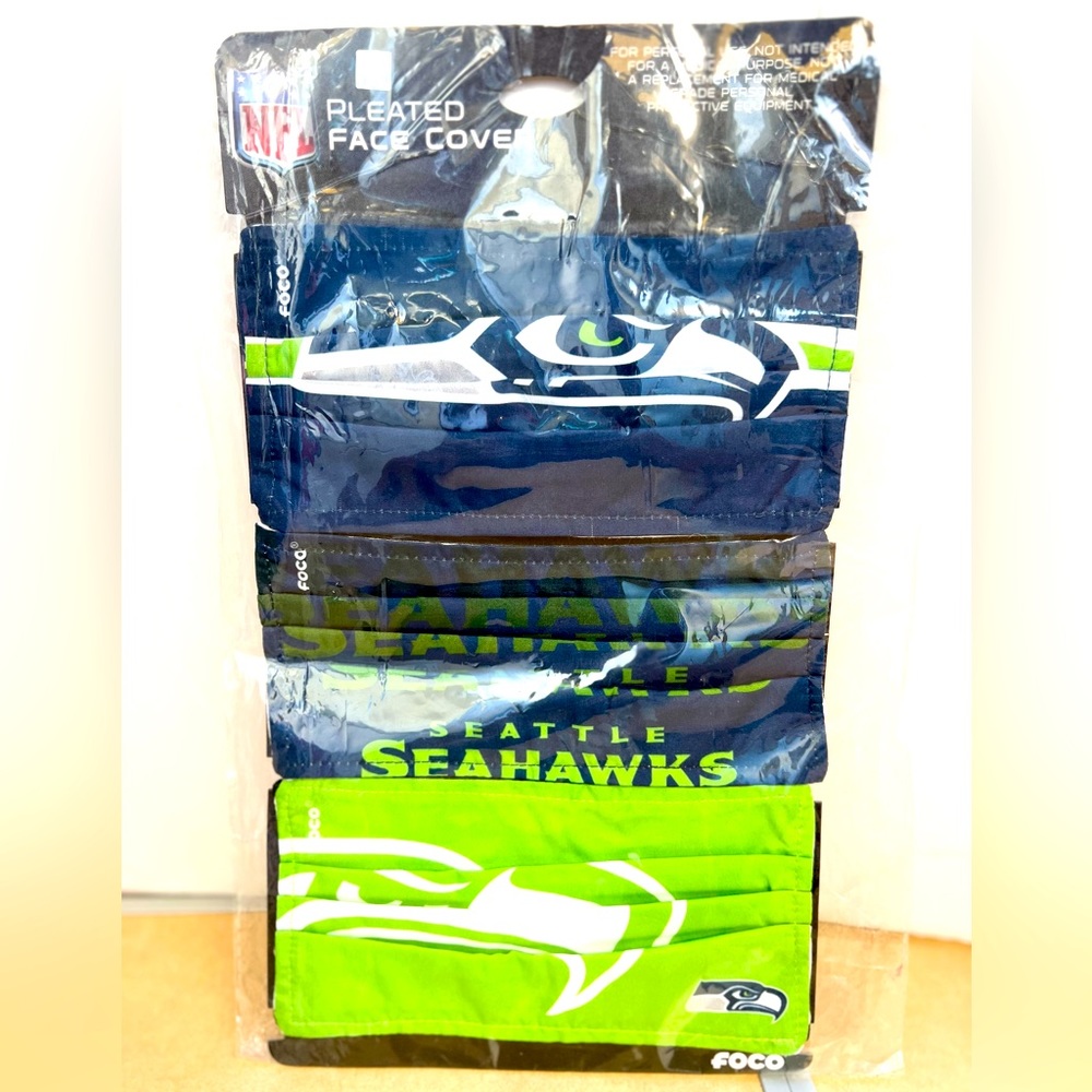 NEW Unopened Seattle Seahawks NFL Pleated Face Cover In 3 Different Patterns